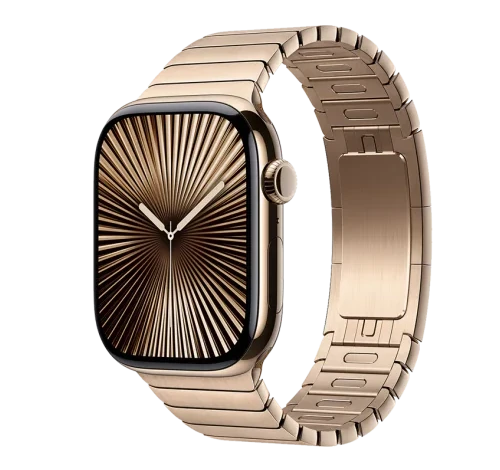 Apple Watch Series 10 42mm Gold Titanium Case w/ Link Bracelet A3003 GPS Cellular