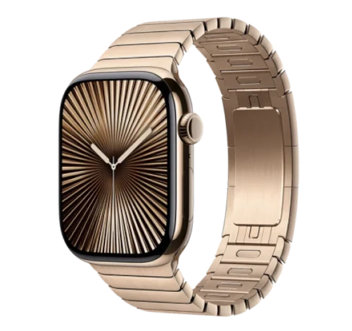Apple Watch Series 10 46mm Gold Titanium Case w/ Link Bracelet A3003 GPS Cellular