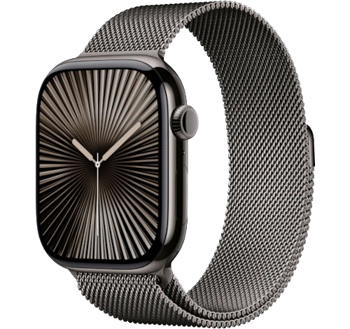 Apple Watch Series 10 46mm Natural Titanium Case w/ Milanese Loop A3003 GPS Cellular
