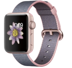 Apple Watch Series 2 38mm Rose Gold Aluminum Light Pink Midnight Blue Woven Nylon Band MNP02LL/A