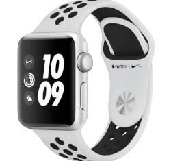 Apple Watch Series 3 Nike Plus 38mm Silver Aluminum Pure Platinum Black Sport Band MQL52LL/A GPS Cellular