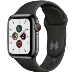 Apple Watch Series 4 40mm Space Black SS Black Sport Band MTUN2LL/A GPS Cellular