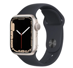 Apple Watch Series 7 41mm Starlight Aluminum Case with Apple OEM Band A2475 GPS Cellular