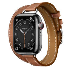 Apple Watch Series 7 Hermes 41mm Space Black Stainless Steel Case with Attelage Double Tour A2475 GPS Cellular