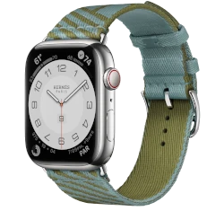 Apple Watch Series 7 Hermes 45mm Silver Stainless Steel Case with Hermes Jumping Single Tour A2477 GPS Cellular