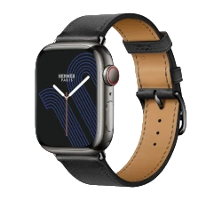 Apple Watch Series 8 Hermes 41mm Space Black Stainless Steel Case with Hermes H Diagonal Single Tour A2772 GPS Cellular