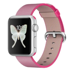 Apple Watch Sport 38mm Silver Aluminum Pink Woven Nylon Band MMF32LL/A