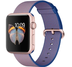 Apple Watch Sport 42mm Rose Gold Aluminum Royal Blue Woven Nylon Band MMFP2LL/A