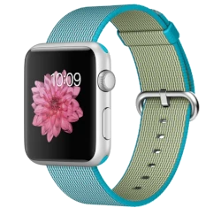 Apple Watch Sport 42mm Silver Aluminum Scuba Blue Woven Nylon Band MMFN2LL/A