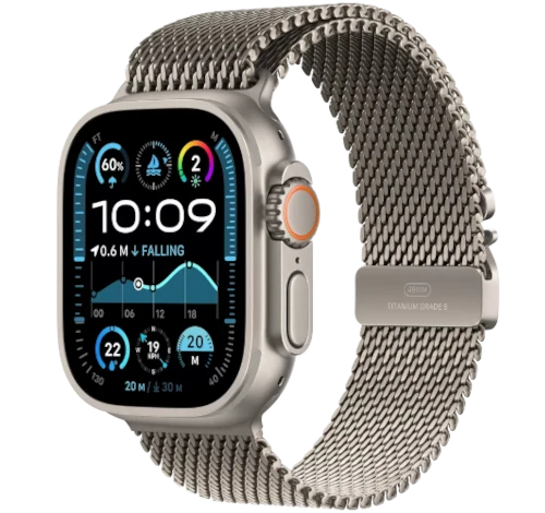 Apple Watch Ultra 2 49mm Titanium with Titanium Milanese Loop A2986